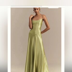 Anthropologie Mare Mare Emmy Satin Corset Dress in Green